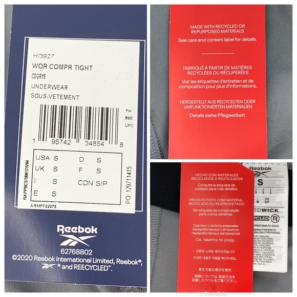 Reebok NWT Mens' Grey Workout Ready Compression Training Tights, Small - Picture 15 of 16